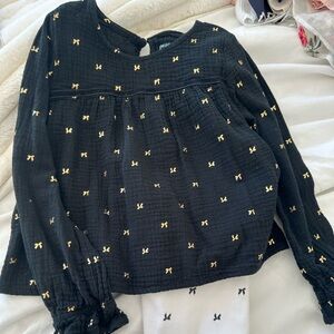 Cat & Jack Black Top with Gold Bow Accents